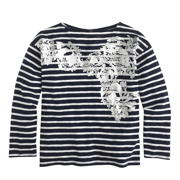 Crew Nautical Foil Flower Tee, S. - Picture 1 of 8